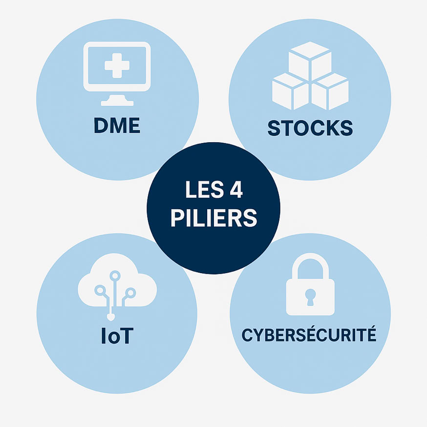 Schéma des 4 pliiiers du projet Hopital